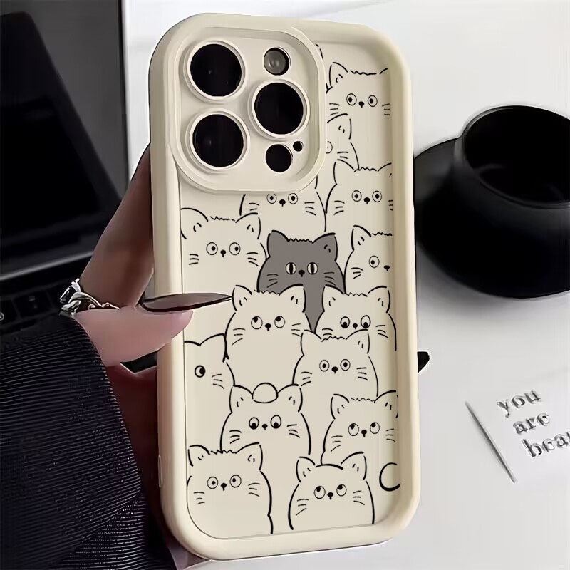 เคสซิลิโคน ลายการ์ตูนแมวน่ารัก กันกระแทก สําหรับ Samsung Galaxy S23 S24 Ultra A52S A52 A05 A05S A53 A33 A23 A13 A34 A54 A14 A51 A32 S22 Plus S21 S23 FE