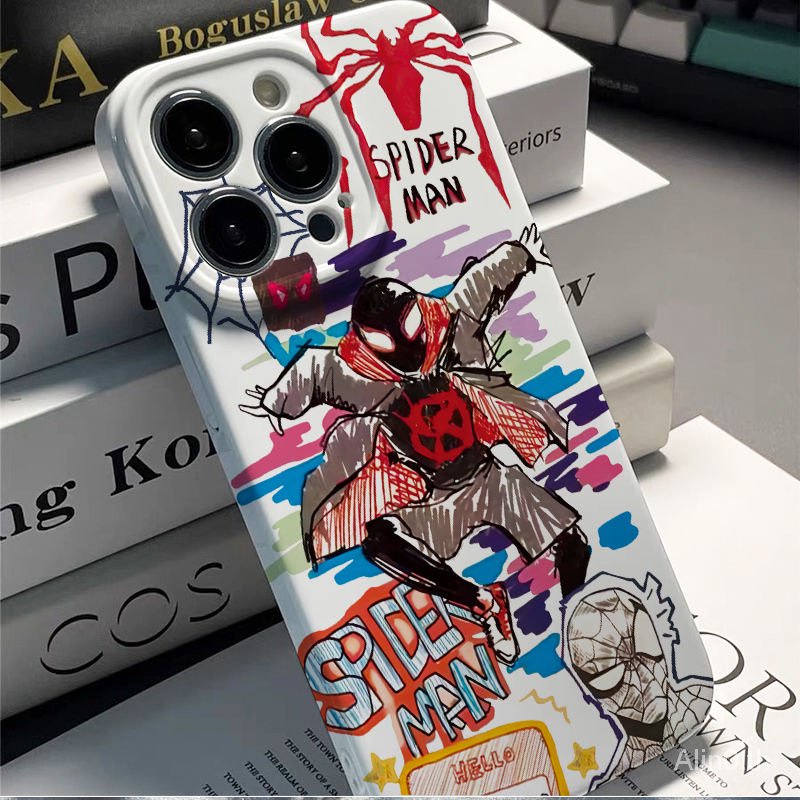เคสโทรศัพท์มือถือแบบแข็ง กันกระแทก ลายกราฟฟิตี้ สไปเดอร์แมน สําหรับ iPhone 7 8 Plus x xs xr xsmax 11 12 13 14 15 pro max mini EDFG