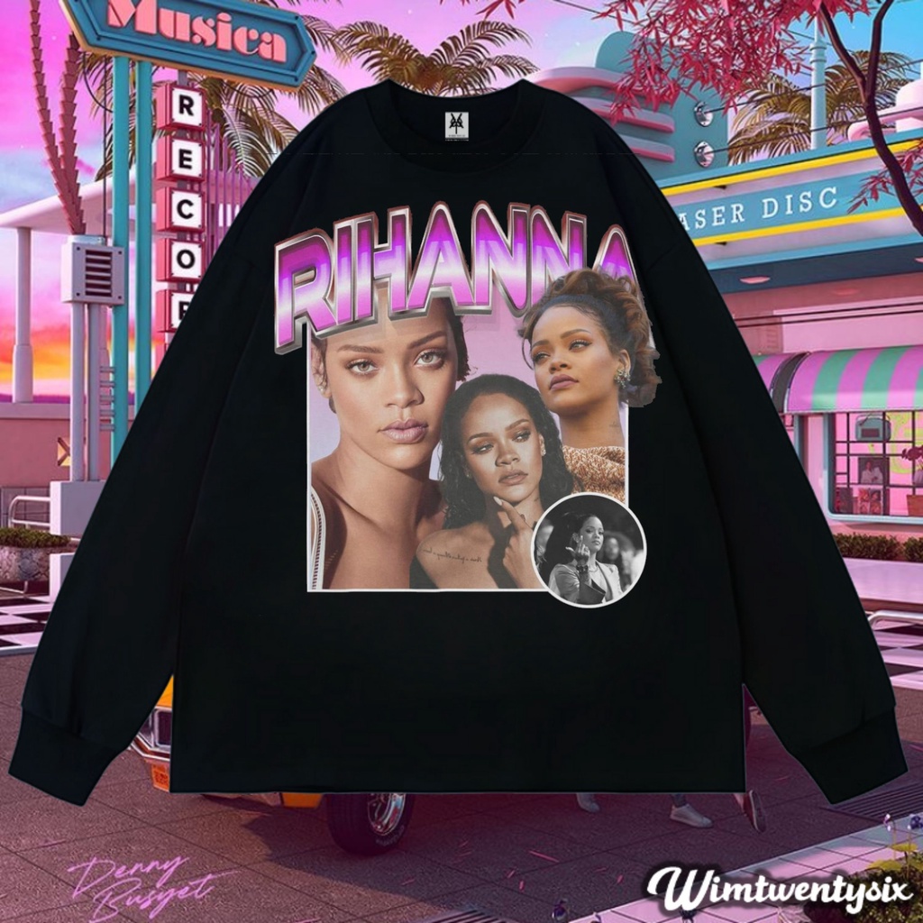 Wimtwentysix rihanna เสื้อยืดโอเวอร์ไซส์สาวหวาน | เสื้อยืดแขนยาว | เสื้อยืดซักผ้า