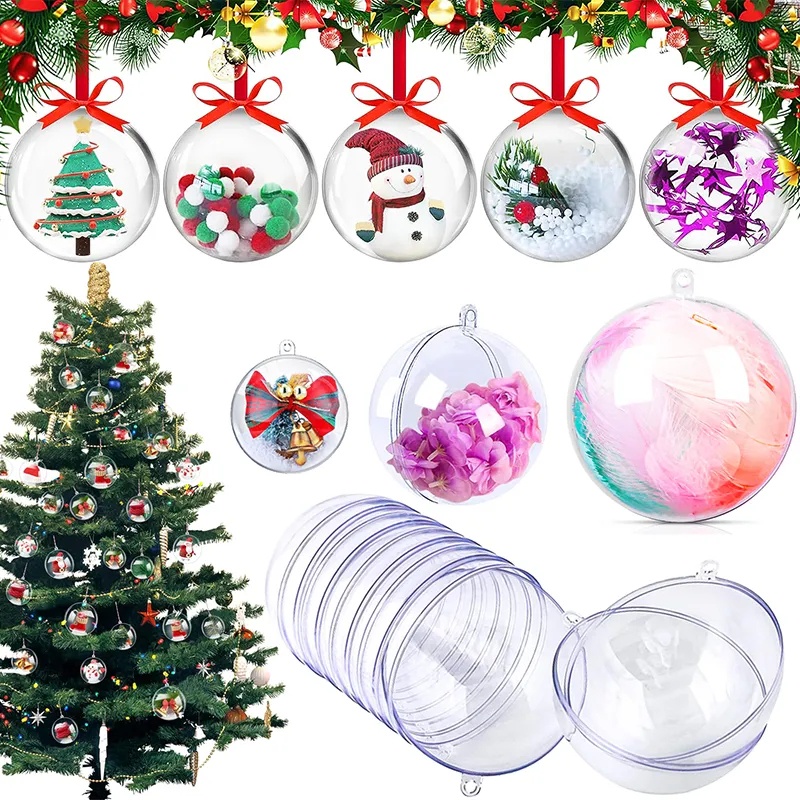 [VES Christmas] ลูกบอลพลาสติกใส แบบกลวง ถอดออกได้ พกพาง่าย สําหรับตกแต่งคริสต์มาส งานแต่งงาน DIY