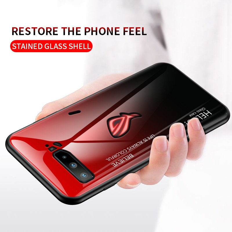 เคสโทรศัพท์มือถือกระจกนิรภัย ไล่โทนสี สําหรับ Asus ROG Phone 3 Phone3 ROG3