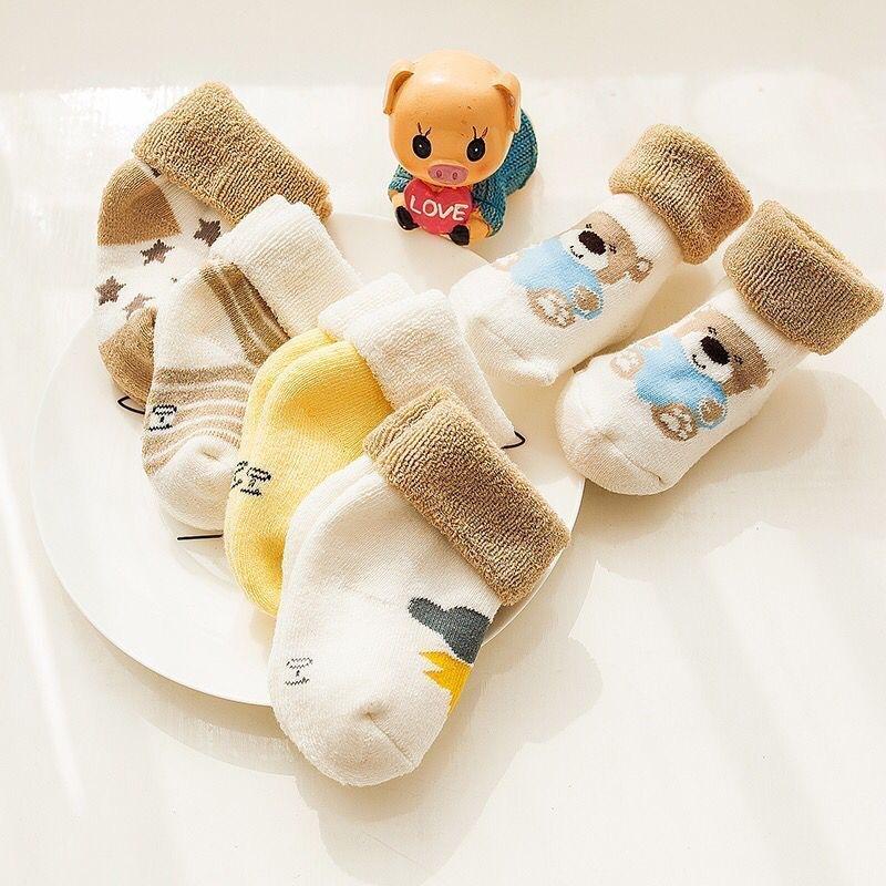 Set 5 คู่ ถุงเท้าเด็ก ถุงเท้าแฟชั่นสำหรับเด็กเล็ก ผ้าคอตตอนนิ่ม ใส่สบาย สำหรับเด็ก 0-3 ขวบ  W37