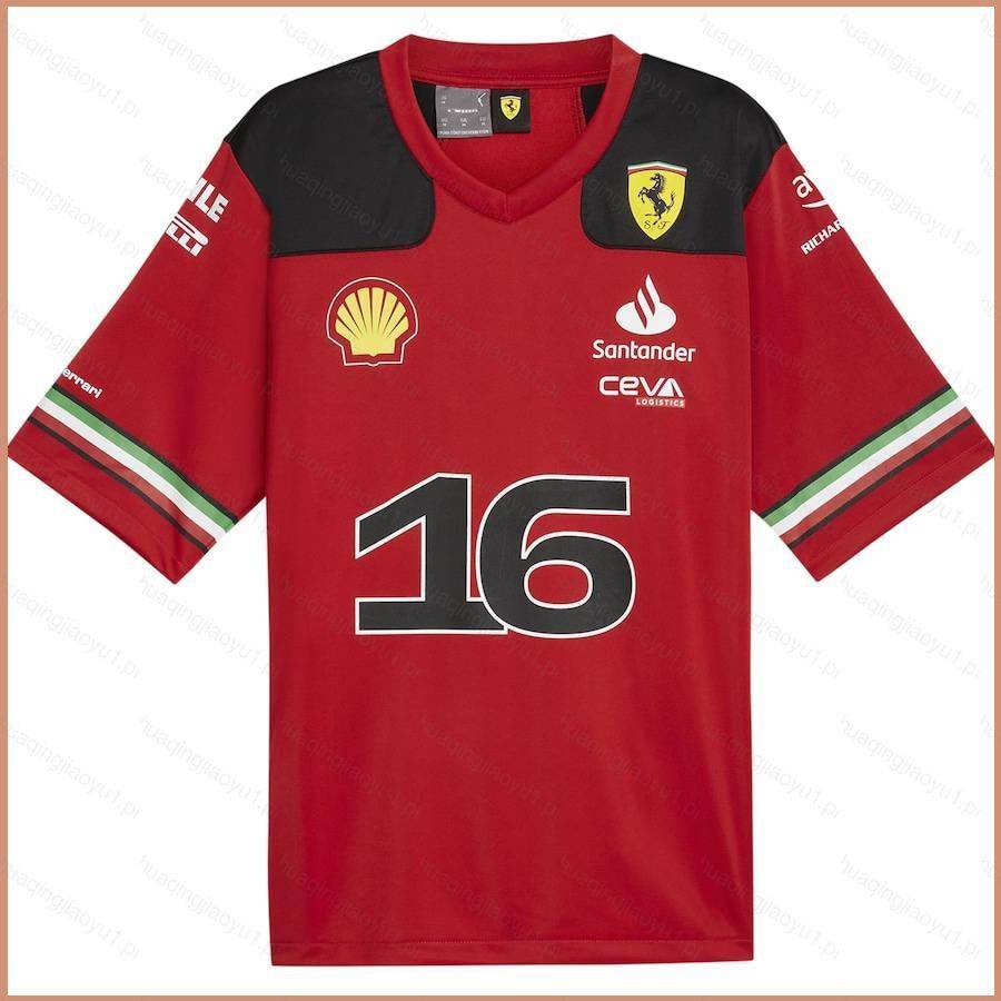 ใหม่ล่าสุด เสื้อยืดแขนสั้น พิมพ์ลาย Scuderia Ferrari Racing Charles Leclerc พลัสไซซ์ 2023-2024
