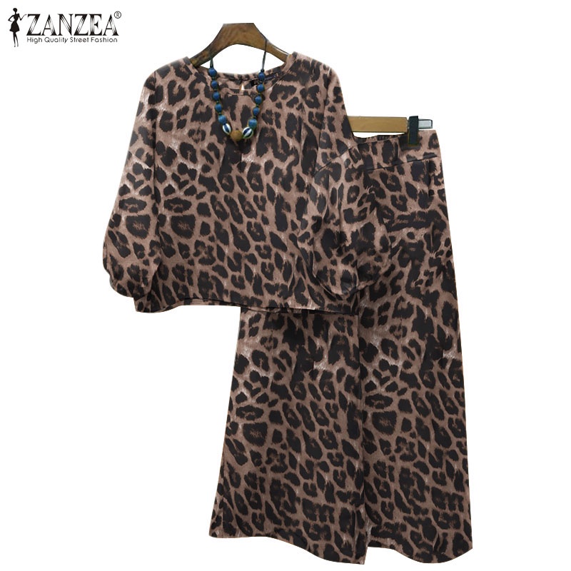 Zanzea เสื้อแขนทรงโคมไฟ ยืดหยุ่น พิมพ์ลาย สไตล์วินเทจ สําหรับผู้หญิง