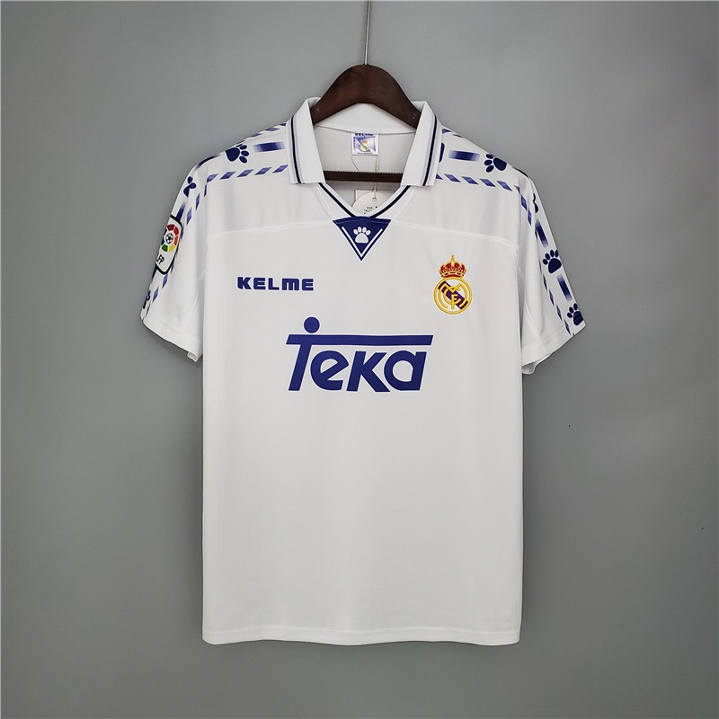 เสื้อเชิ้ต ลายทีมชาติฟุตบอล Real Madrid 1996-1997 ชุดเหย้า สีขาว สไตล์เรโทร