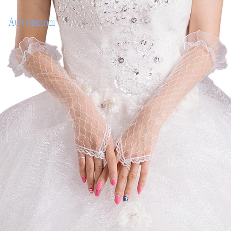Autu ถุงมือเจ้าหญิง ลูกไม้ ไม่มีนิ้ว หรูหรา ปาร์ตี้ อาหารค่ํา ประกวด เครื่องแต่งกายโปรดปราน