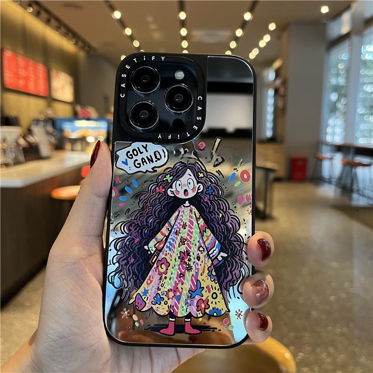เคสไอโฟน 16/15/14/13/12/11 Pro max cute สาวน้อยผมหยิก กันกระแทก Compatible Case iPhone 11,12,13,14,15,16,11PM,12PM,13PM,14PM,15PM,16PM