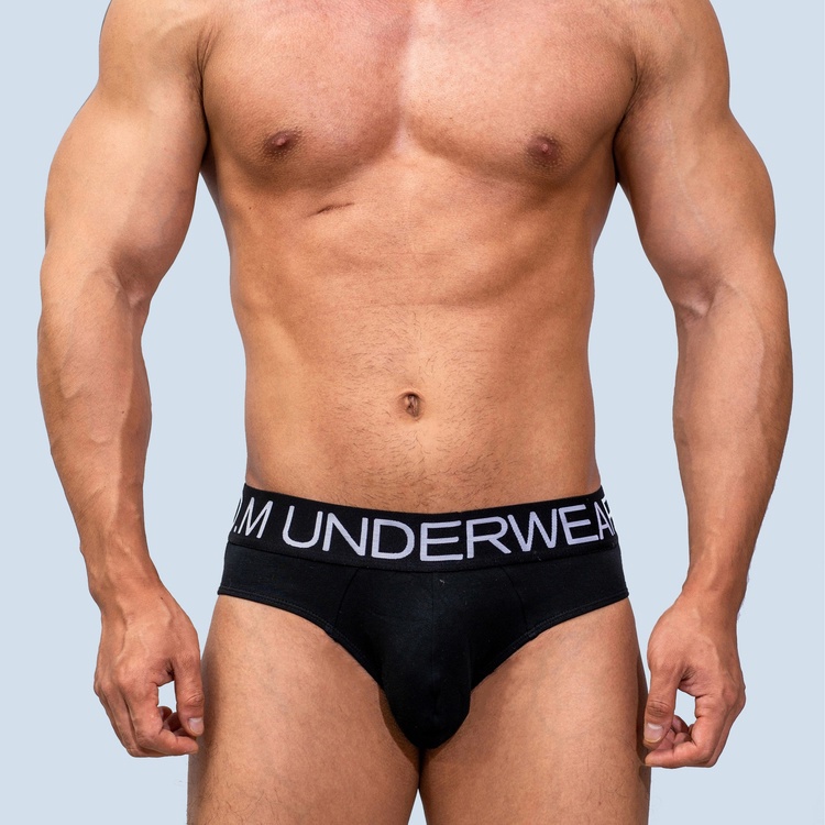 D.M ง. กางเกงชั้นใน ผ้าฝ้าย เอวต่ํา ทรงสามเหลี่ยม พิมพ์ลายตัวอักษร สวมใส่สบาย  แต่งตัวดี  สีพื้น สําหรับผู้ชาย 3033