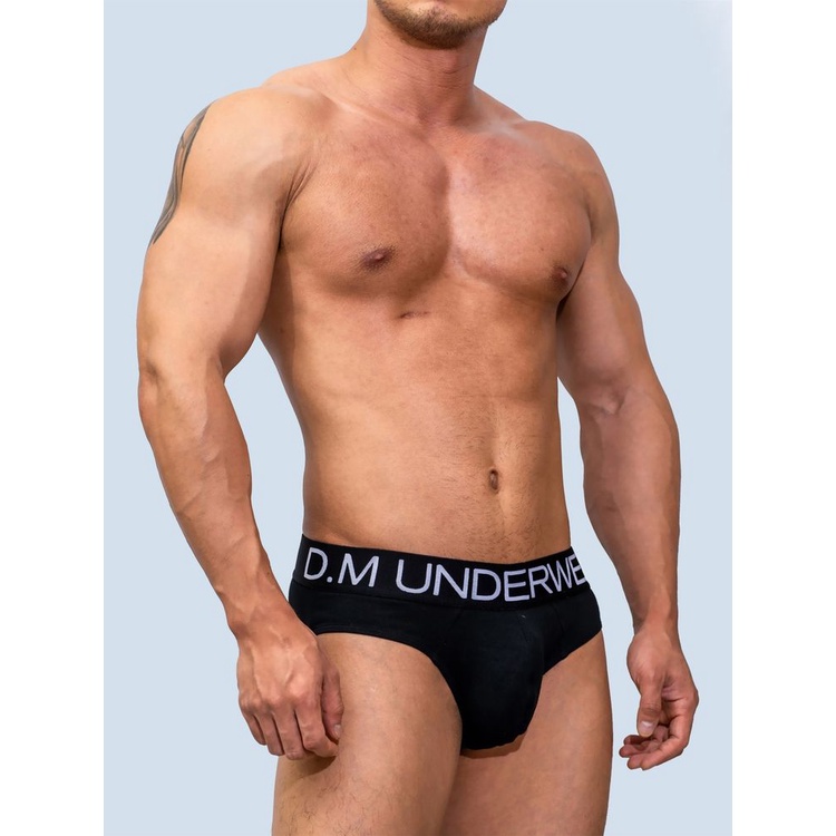 D.M ง. กางเกงชั้นใน ผ้าฝ้าย เอวต่ํา ทรงสามเหลี่ยม พิมพ์ลายตัวอักษร สวมใส่สบาย  แต่งตัวดี  สีพื้น สําหรับผู้ชาย 3033