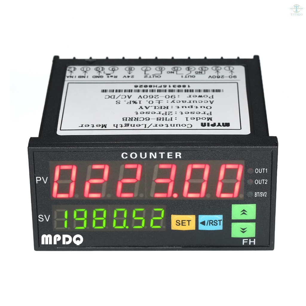 เครื่องนับจํานวนไดโอดดิจิทัล อเนกประสงค์ 90~265V AC DC เอาท์พุตรีเลย์ 2 และชีพจร PNP NPN TOP1214