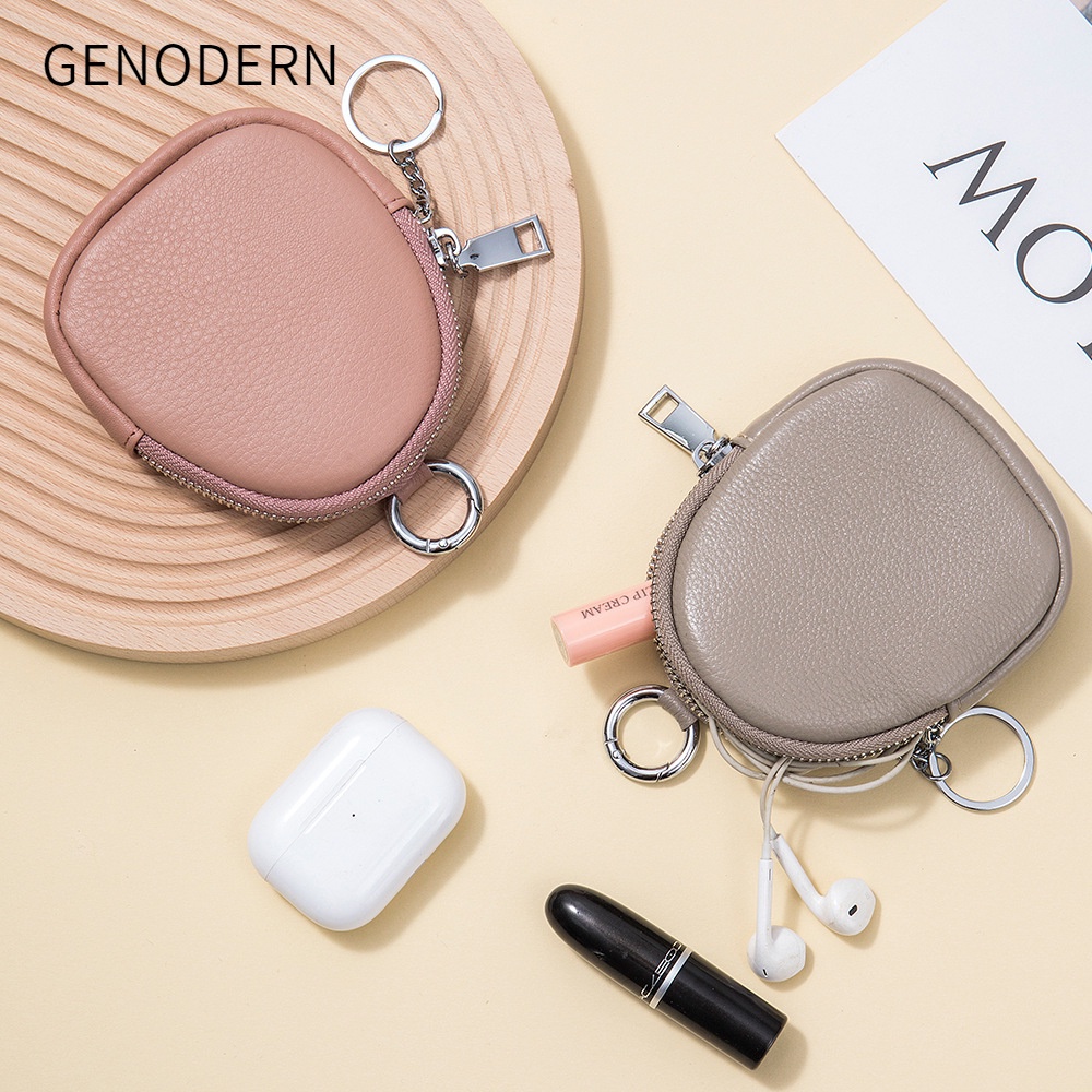 Genodern กระเป๋าใส่เหรียญ หนังวัวแท้ อเนกประสงค์ เรียบง่าย สําหรับผู้หญิง