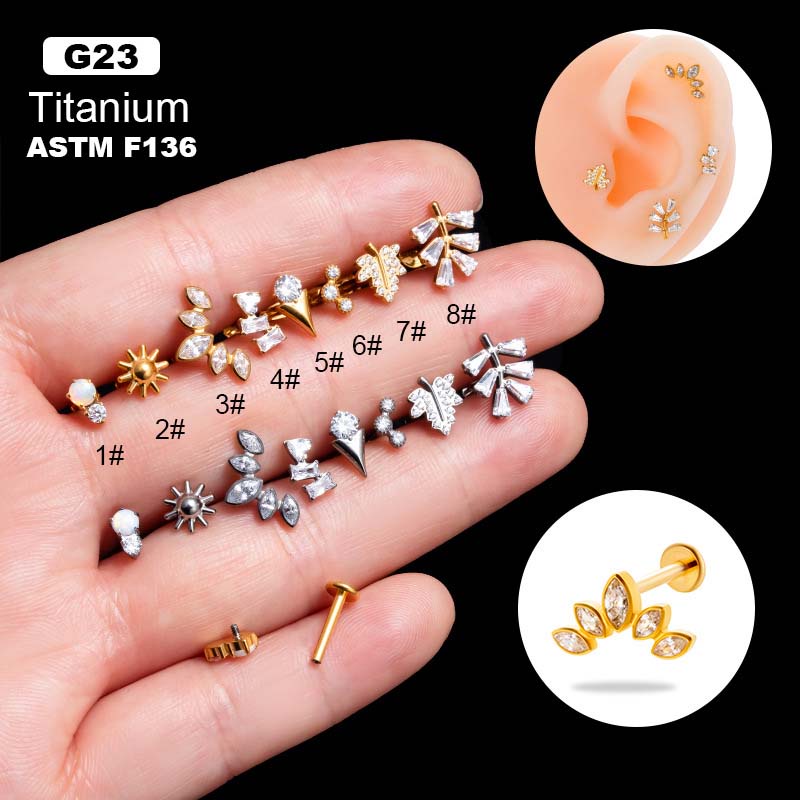 G23 ต่างหูสตั๊ด ไทเทเนียม 16 เกจ หัวแบน 1 ชิ้น