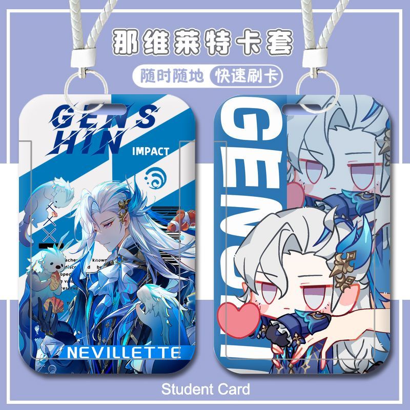 Genshin Impaact Neuvillette รุ่น Q DIY นักเรียน ID Card Holder ส่วนบุคคลการ์ด Protector ทํางาน ID Ca