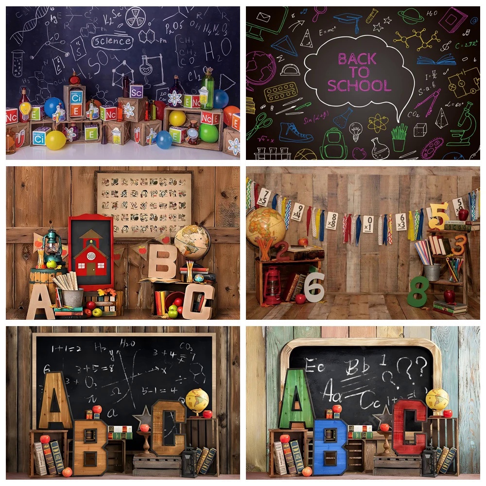 Welcome Back To School Student Background Blackboard Pencil Book Classroom Children Photography Backdrops Photo Studio D