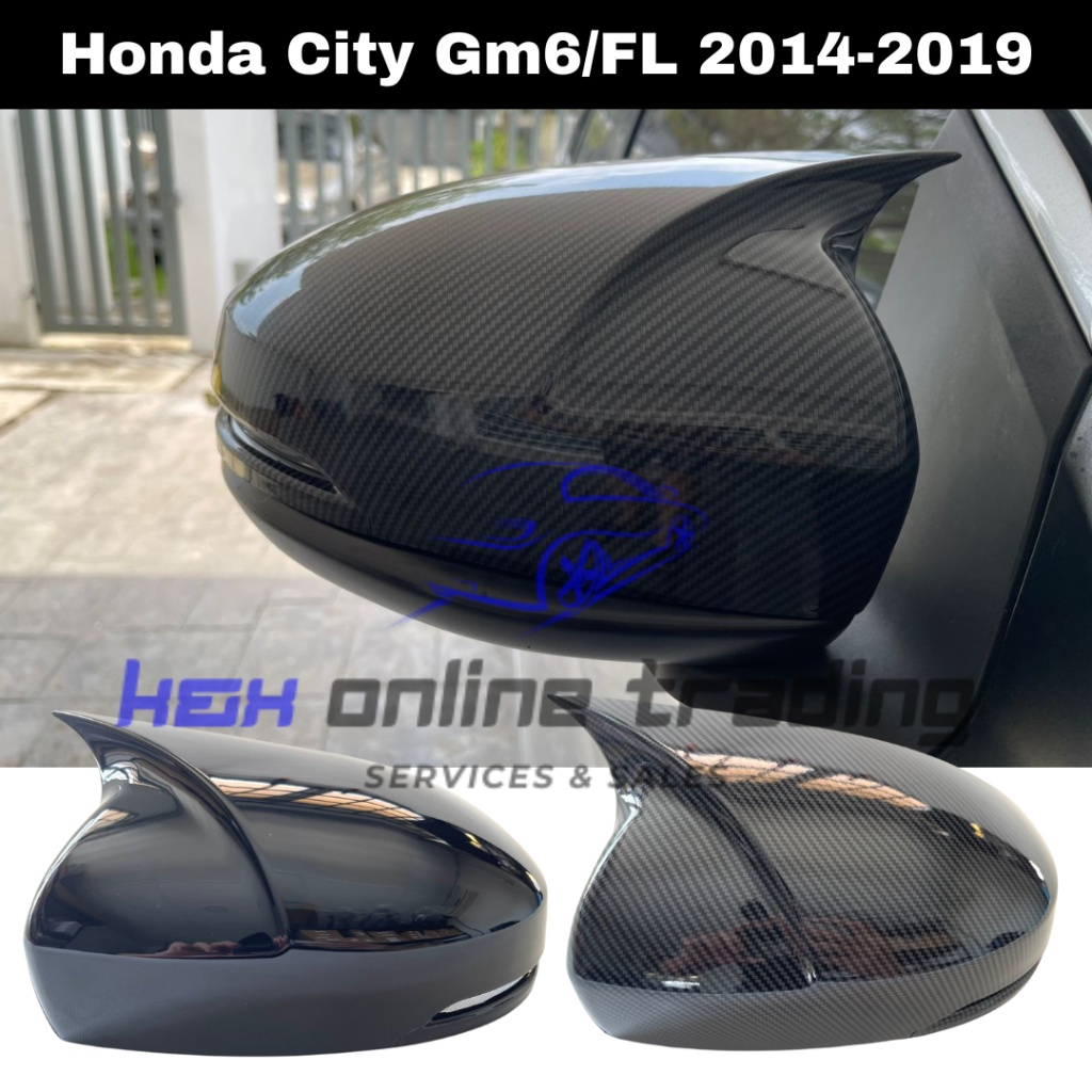 ฝาครอบกระจกมองข้าง แบบคาร์บอน สีดําเงา สําหรับ Honda City Gm6 Honda Jazz Gk5 2014-2019 M4