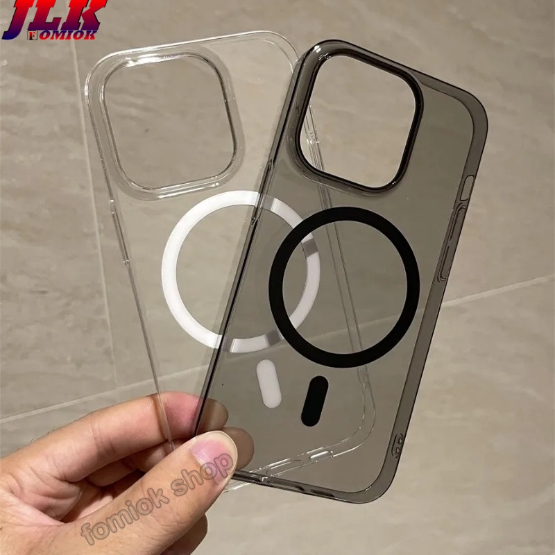 [JLK] 0.5MM Ultra Thin Clear Strong Magnetic Phone Case for iPhone 18 17 Air 16 15 14 Plus 13 12 Pro Max Transparent Shockproof Hard Cover