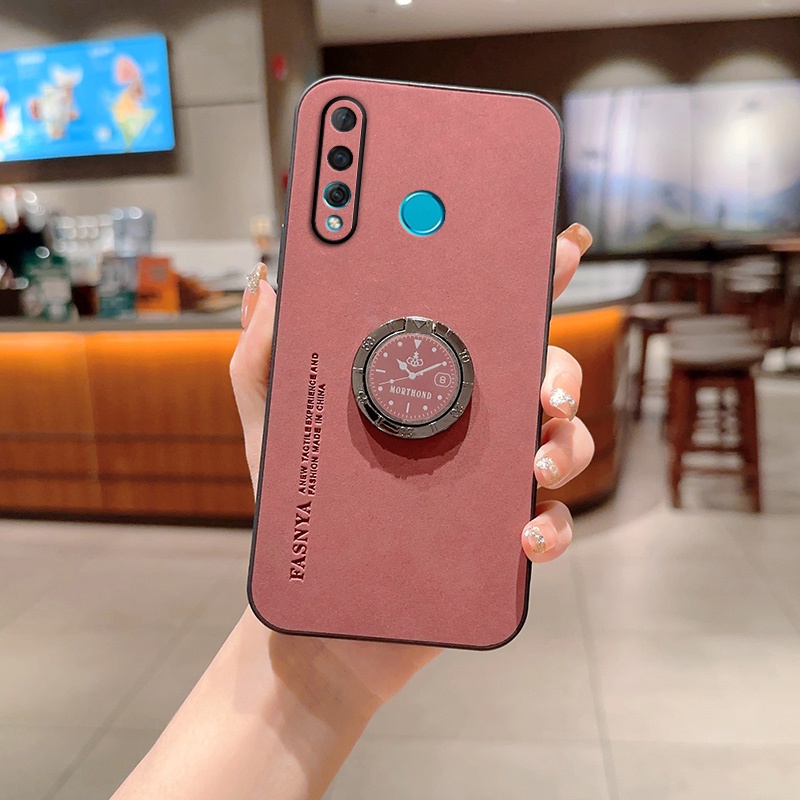 สําหรับ Huawei nova 4 nova4 เคสขอบซิลิโคนนิ่ม ฝาหลังแข็ง เคสโทรศัพท์ หนัง PU พร้อมตัวยึด