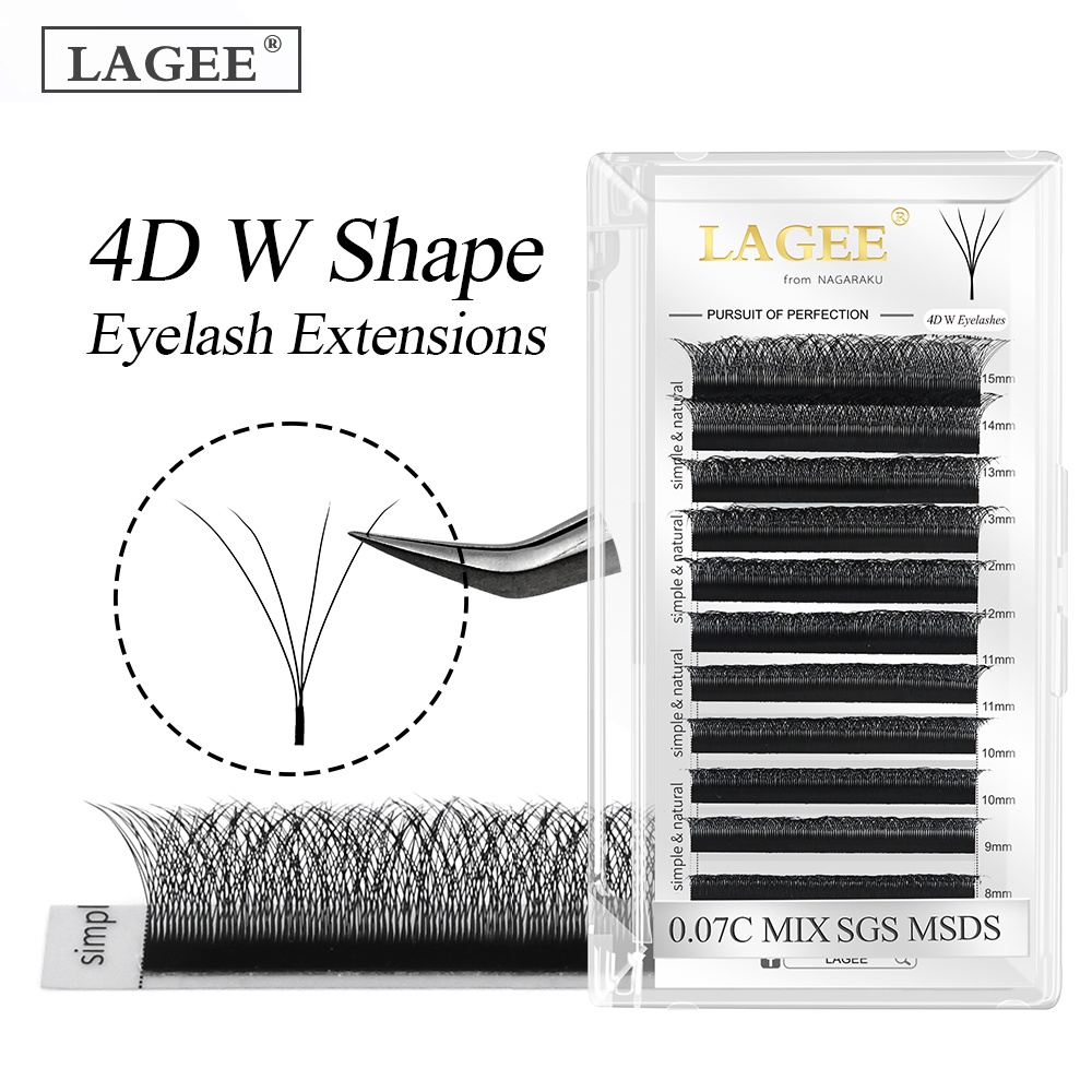 LAGEE 4D W รูปร่าง Lash Extensions Bundle Bloom Volume พัดลมธรรมชาติตาข่าย Mink Lashes แต่งหน้าจาก NAGARAKU