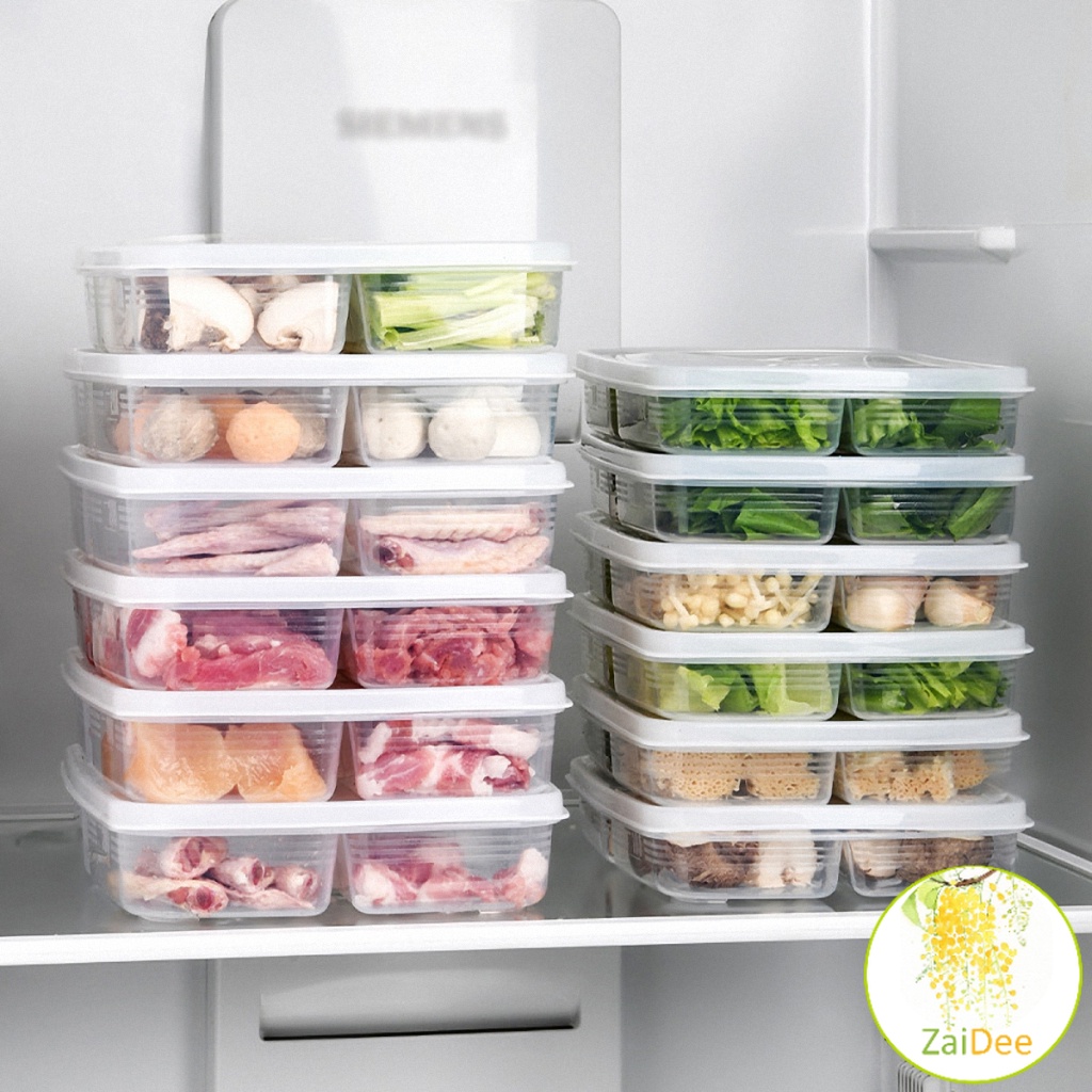 ห้องครัวตู้เย็นกล่องเก็บของสด กล่องพลาสติกใส อเนกประสงค์ 4 ช่อง พร้อมฝาปิด ในครัว Food storage box - รูปที่ 6
