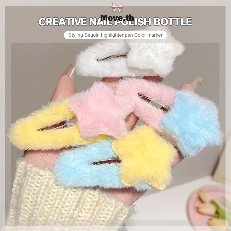 ในไทย✨Plush ดาวกิ๊บน่ารักฤดูใบไม้ร่วงและฤดูหนาวอบอุ่นสาวผมหน้าม้าด้านข้างหัวเข็มขัด-Move