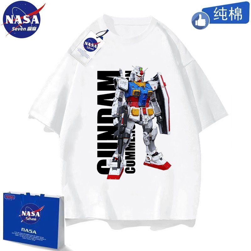 Ns ใหม่ เสื้อยืดแขนสั้น ผ้าฝ้าย ลายการ์ตูนกันดั้ม สุดเท่ เหมาะกับฤดูร้อน สําหรับผู้ชาย และผู้หญิง