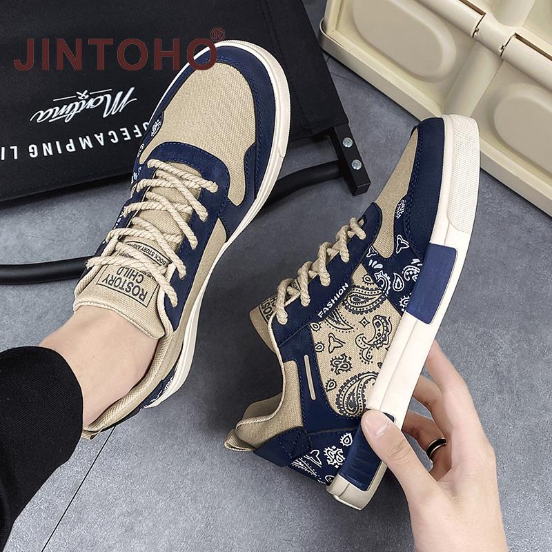 Jintoho รองเท้าผ้าใบลําลอง หนังนิ่ม ระบายอากาศ ใส่สบาย ขนาดใหญ่ 47 แฟชั่นสําหรับผู้ชาย เหมาะกับการวิ่ง เล่นกีฬา