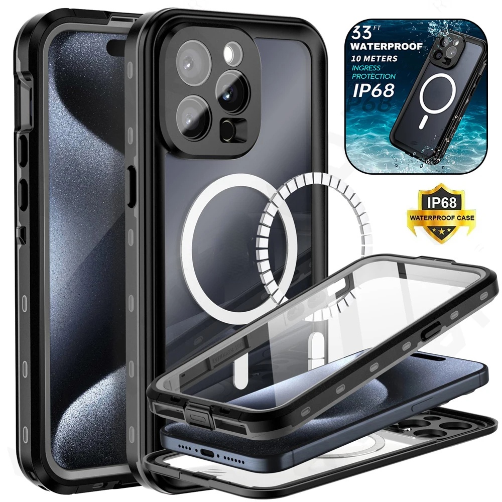 เคสโทรศัพท์มือถือ กันน้ํา กันฝุ่น 360 IP68 สําหรับ iPhone 15 14 Pro Max Plus