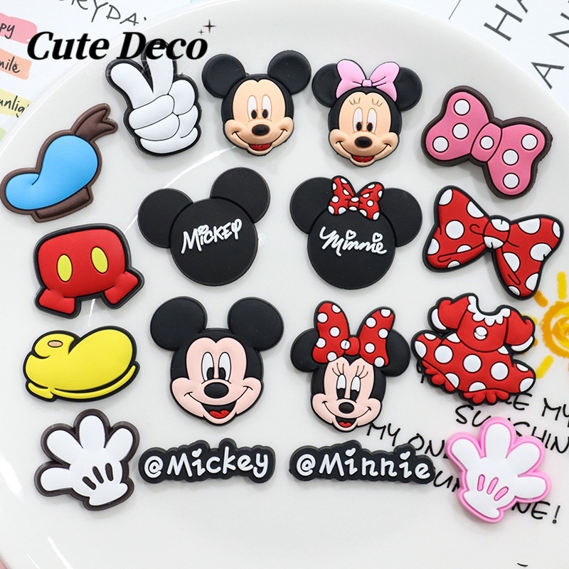 รองเท้าแตะ PVC ลายการ์ตูนมิกกี้ มินนี่ จิบบิทซ์ น่ารัก สําหรับตกแต่งรองเท้า Crocs