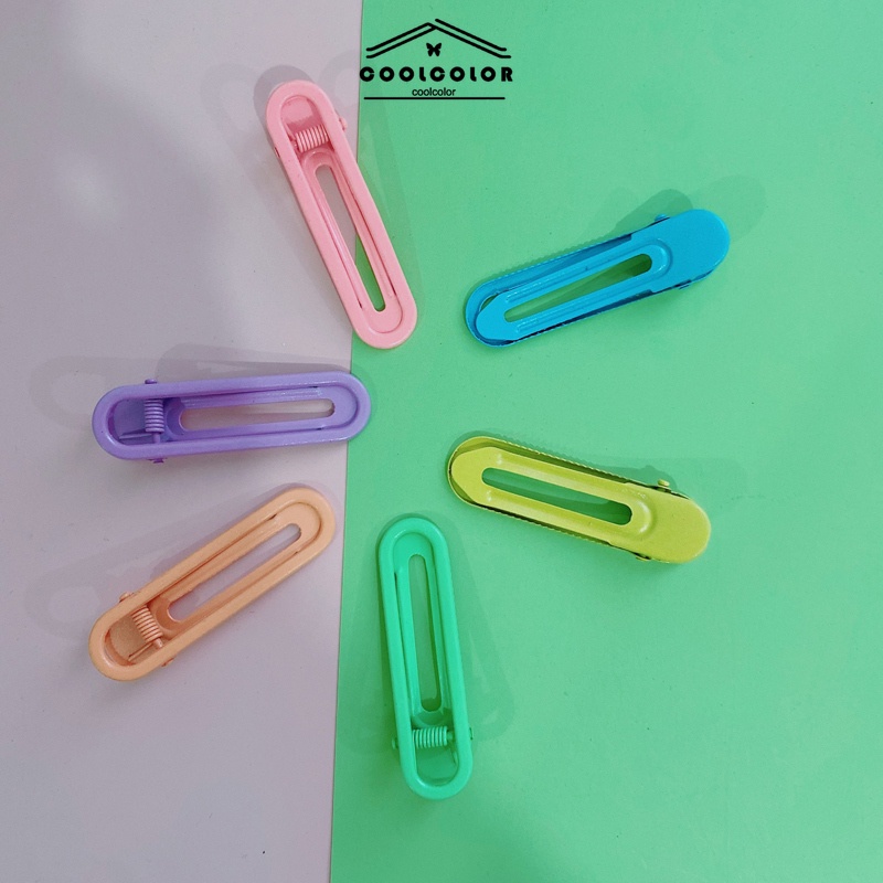 ในไทยMacaron คลิปปากเป็ดที่มีสีสันลูกกวาดคลิปผมสีโลหะคลิปบาร์แต่งหน้า