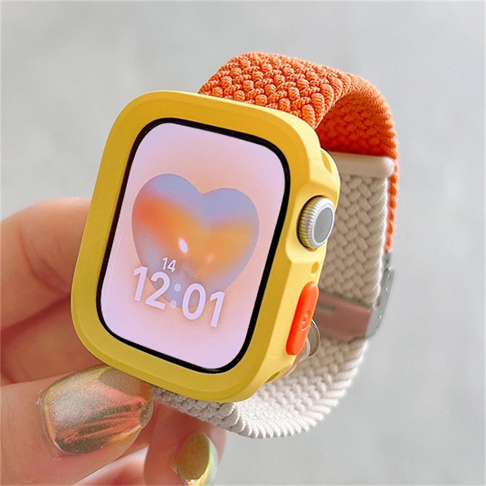 เคส TPU และสายนาฬิกาข้อมือไนล่อนถัก สําหรับ Apple Watch ultra2 49 มม. 45 มม. 44 มม. 41 มม. 40 มม. iWatch Series ultra 9 8 SE 7 6 5 4