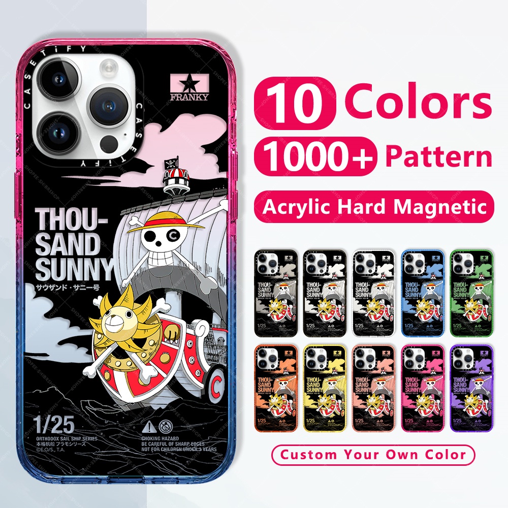 กันกระแทกใสแข็งแข็งแฟชั่นหรูหราแม่เหล็กชาร์จได้เคสโทรศัพท์มือถือ ลายการ์ตูนอนิเมะวันพีช Thousand Sunny Ship สําหรับ Iphone 15 Pro Max 13 14 12 15 Plusยี่ห้อบางใสไอโฟนปกป้องแม่เหล็กชาร์จได้เคสใสขอบเรียบฝาปิดป้องกันสีเหลืองCasetifyใสกันกล้องคุณภาพสูง