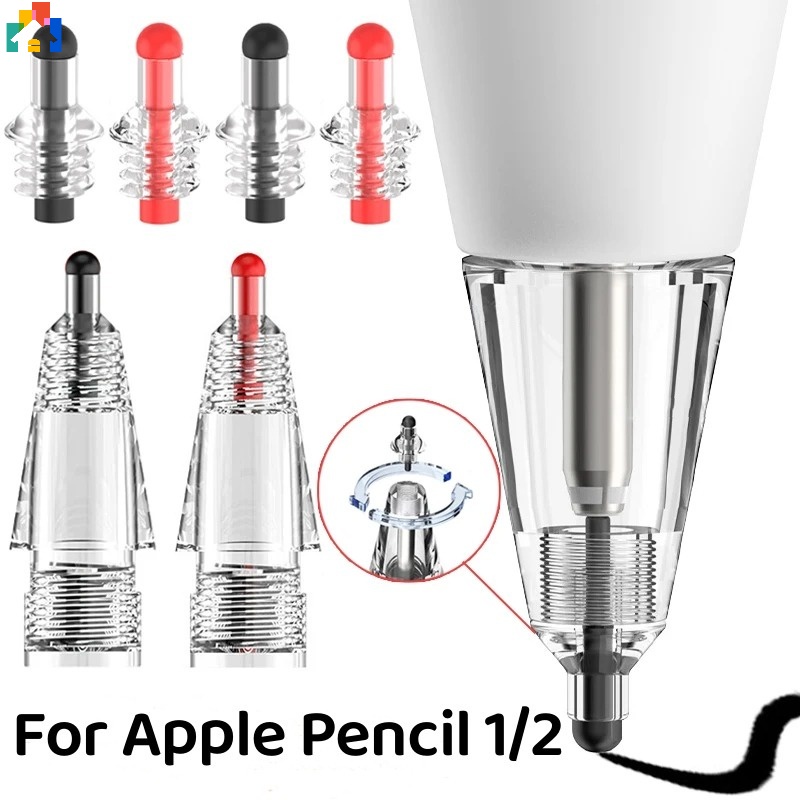 ปลายปากกาสไตลัส พลาสติกใส 2B 4B ถอดออกได้ กันการสึกหรอ สําหรับ Apple Pencil 1st 2nd
