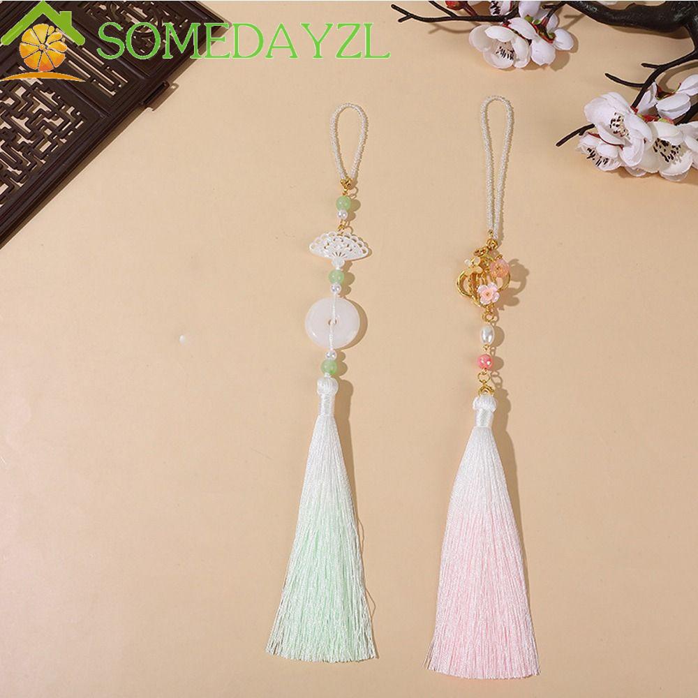 Somedayzl ผู้หญิง Hanfu เครื่องประดับหรูหราย้อนยุคพู่ยาวเลียนแบบมุกผีเสื้อเฉพาะออกแบบโลหะผสมชุดเครื่องประดับกี่เพ้าอุปกรณ์เสริม