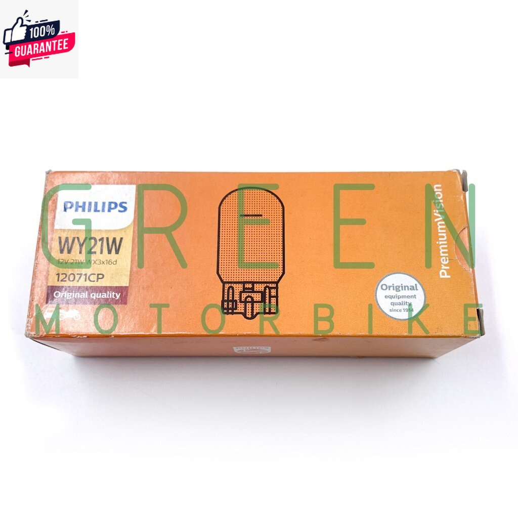 หลอดไฟสัญญาณ PHILIPS ฟิลิปส์ WY21W 12V W3x16d หลอดเสีย สีส้ม 12071CP priceต่อ 1 ดวง