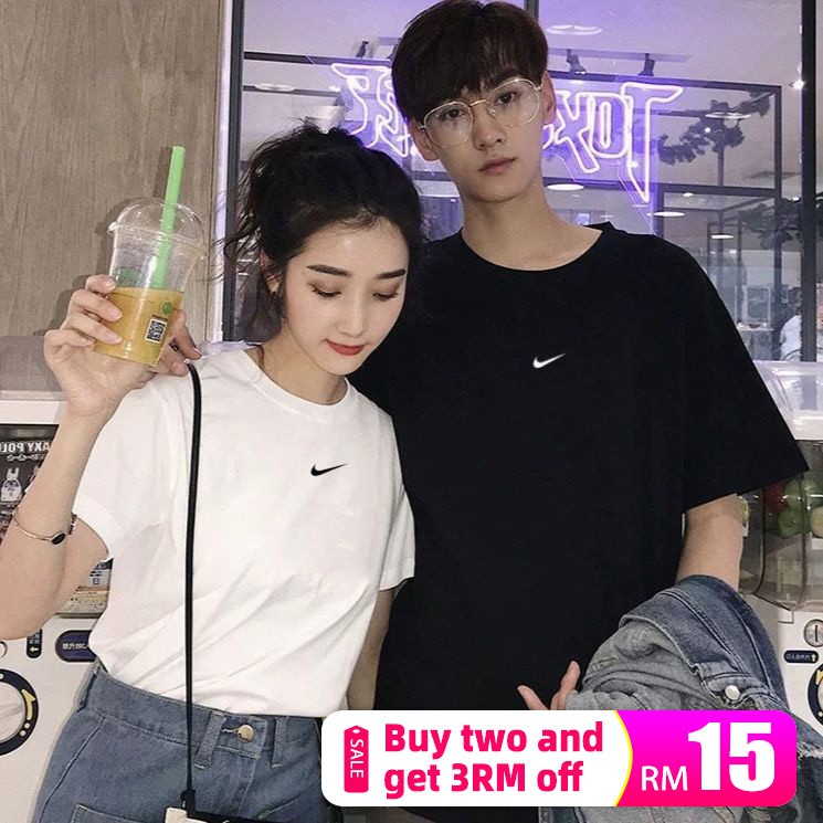 Couple Short Sleeve Sports T-shirt Couple Simple T-shirt2020情侣短袖运动T恤宽松上衣透气半袖体恤男上衣服男chen1212good.my9.