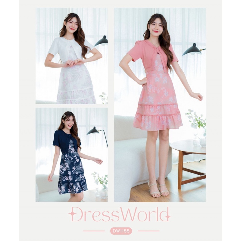 Fairyangelstore - เดรสคลุมกระโปรงดอกระบาย (DW1155)