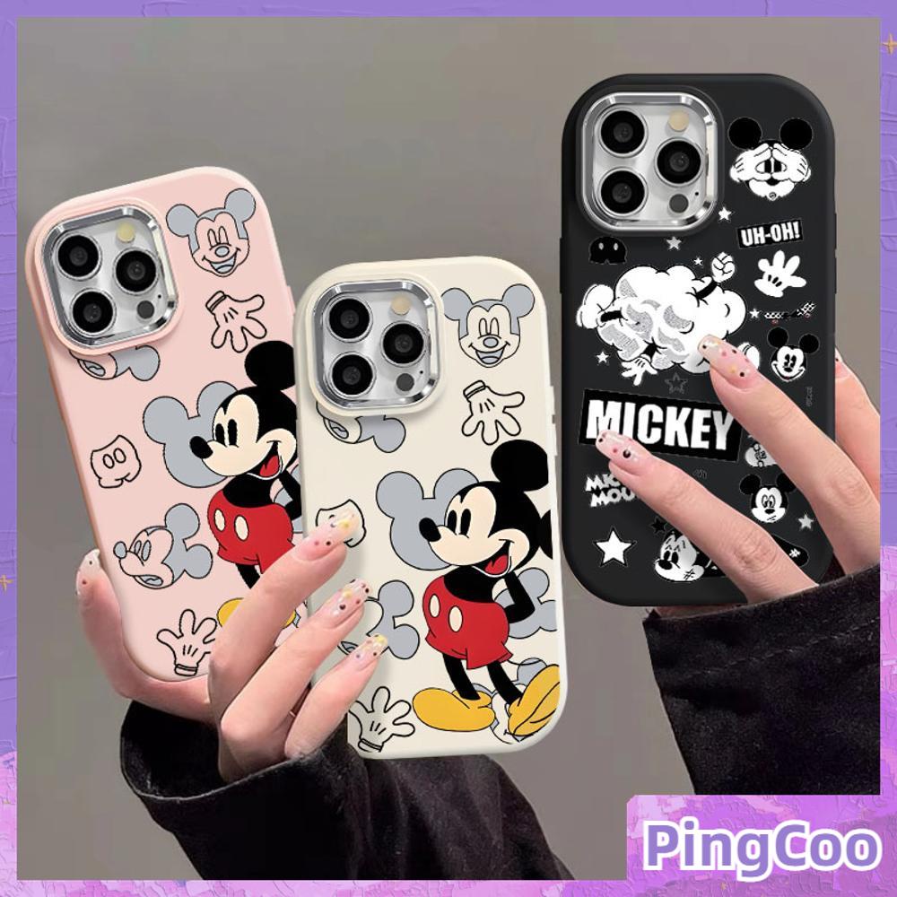 Pingcoo - เข้ากันได้สำหรับ เคสไอโฟน11 เคส iphone 11 15 pro max กรณีป้องกันลายนิ้วมือ TPU โลหะไฟฟ้ากรอบกล้องน่ารักการ์ตูนเมาส์สีดำเข้ากันได้กับ iPhone 14 13 12 11 PRO MAX XS XR 7Plus 8 PLUS