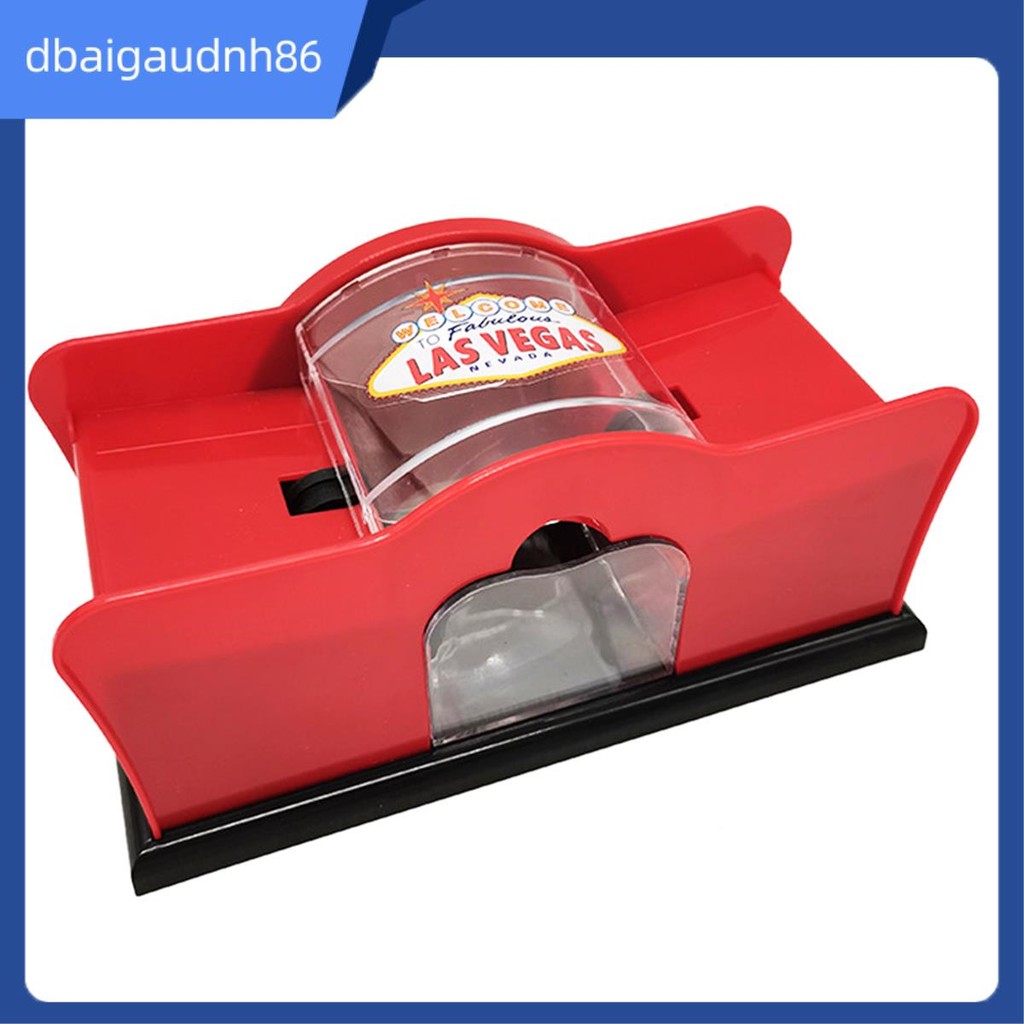 READY Stockmanual Card Shuffler Poker Shuffle Machine Cards Holder Easy Hand Cranked System Card Shuffler สีแดง
