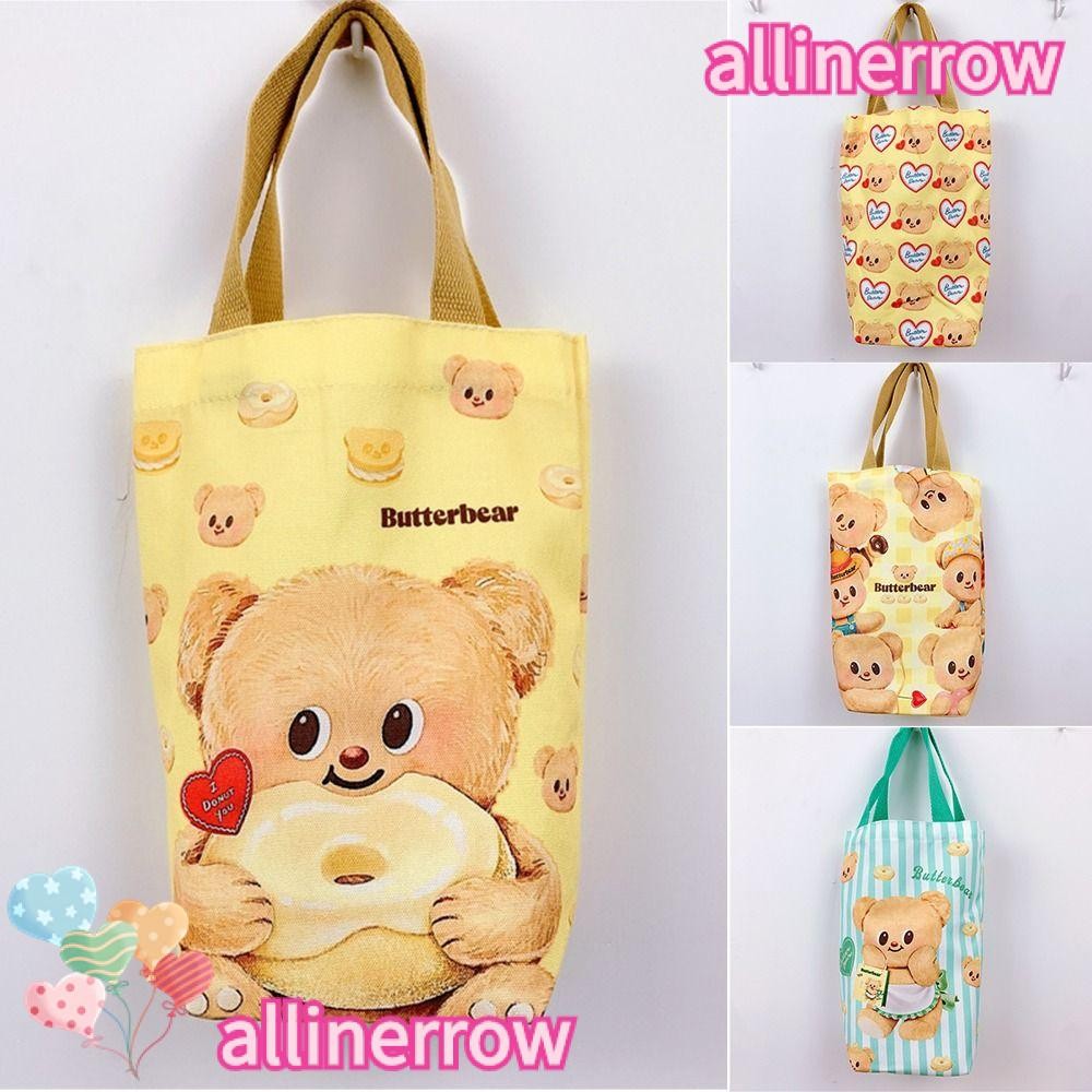Allinerrow กระเป๋าแขนถ้วย,การ์ตูนผ้าใบเนยหมีขวดน้ํา,แบบพกพา Scratch-proof ขวดน้ํา Carrier Bag อุปกรณ์เสริมขวดน้ํา