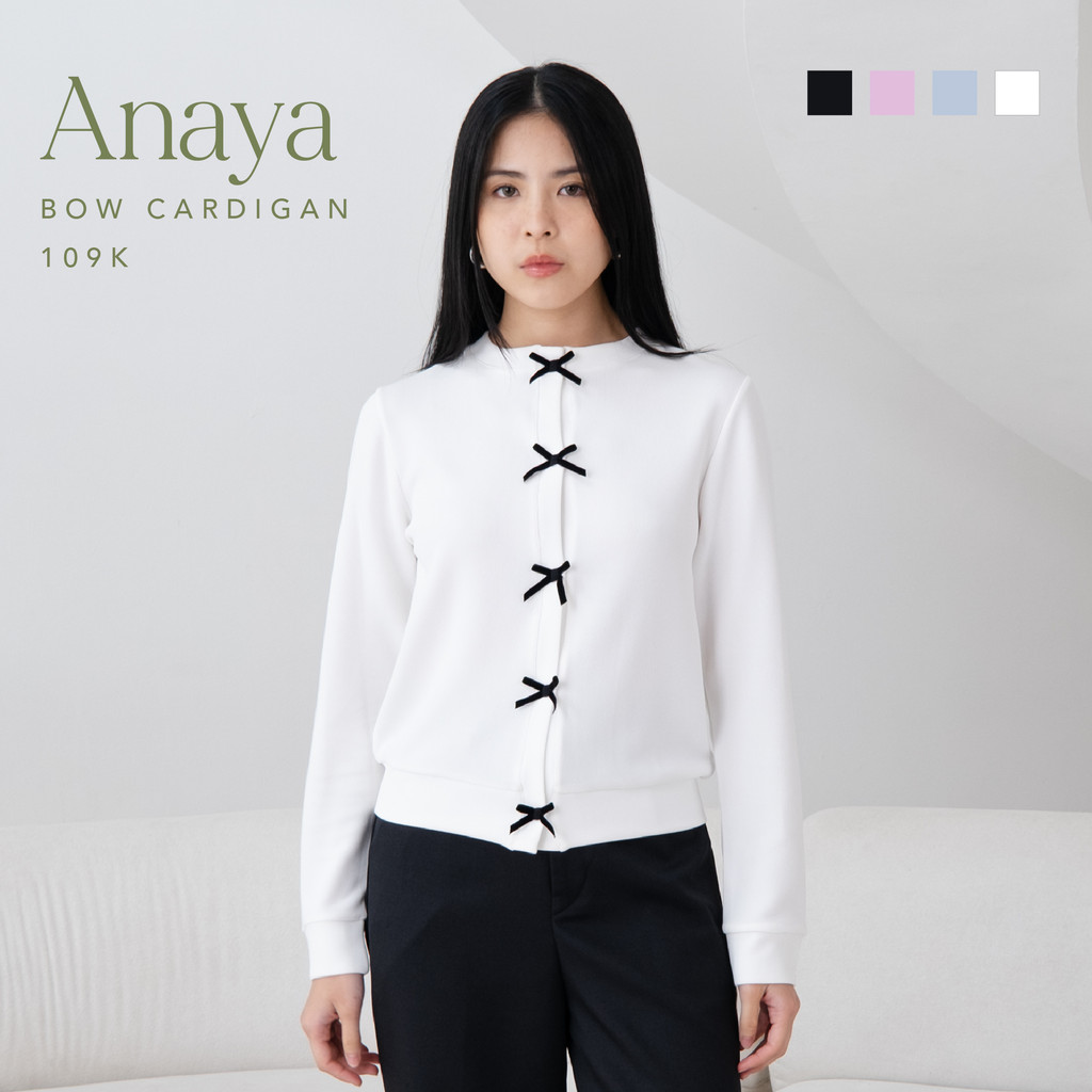 คาร์ดิแกน Anaya Bow -- Ocha Wear | เดรสไหมพรมงานพรีเมี่ยม | เครื่องประดับโบว์ | ผู้หญิง Outer