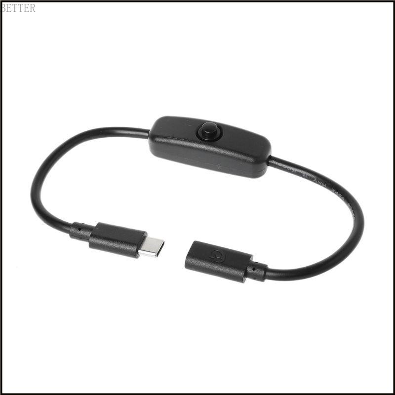 Bett USB Type C พร้อมสวิตช์เปิดปุ่มสายไฟ 27 ซม. สายต่อชาร์จ Universal Type-C