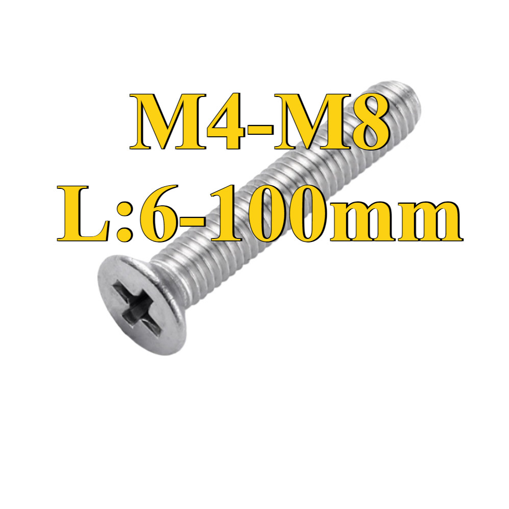 SUS316 Cross Countersunk Head Bolt M4/M5/M6/M8 * L6-100mm (DM12) (Y10) (x10)