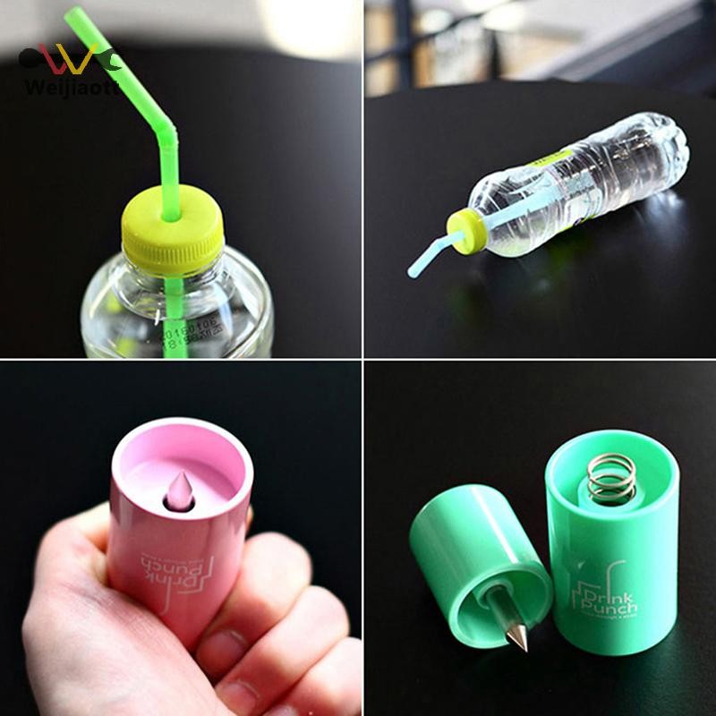 Weijiaott 1 ชิ้นเจาะน้ําที่เปิดขวดเครื่องมือเครื่องดื่ม Punch ขวดฝาครอบ Hole Punch Opener สําหรับฟางสําหรับ Party สี TH