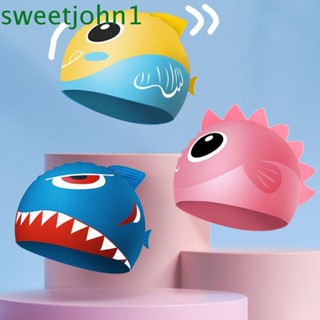 Sweetjohn หมวกว่ายน้ํา ลายการ์ตูนไดโนเสาร์ คุณภาพสูง สําหรับเด็ก