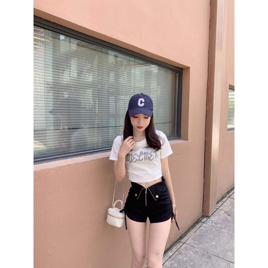 🔥ส่งไวจากไทย🔥 MSD ฤดูร้อนบวกขนาดยีนส์สีดำกางเกงขาสั้นผู้หญิงเอวสูง Drawstring ซิป(S-5XL) - รูปที่ 6