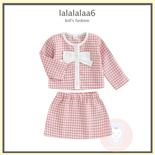 Laa6- เสื้อแจ็กเก็ตแขนยาว ติดกระดุมด้านหน้า และชุดกระโปรง ทรงเอ เอวยางยืด สําหรับเด็กผู้หญิง