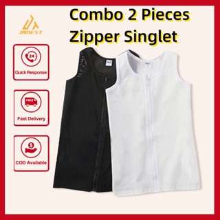 Combo เสื้อกล้ามลําลอง ระบายอากาศ มีซิปด้านหน้า สําหรับหน้าอก 2 ชิ้น