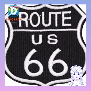 Diachath แผ่นแพทช์รีดติดเสื้อผ้า 2.87*3.1 นิ้ว US Route 66 Applique Shape US Route 66 Applique Patches ผ้าโพลีเอสเตอร์ เย็บติด ติด รีดร้อน บนหมวก 20 ชิ้น