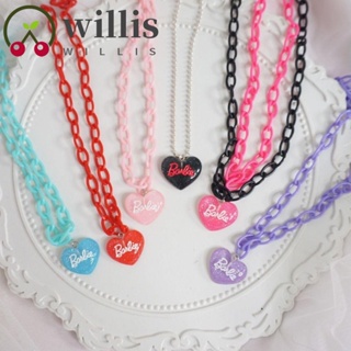 Willis สร้อยคอโชคเกอร์ จี้โลโก้บาร์บี้ สีชมพู สไตล์ฮาราจูกุ แฟชั่นสําหรับผู้หญิง Y2K