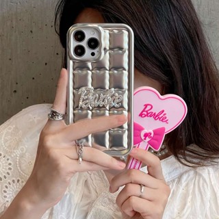 เคสโทรศัพท์มือถือ ชุบเงิน ลายลูกบาศก์บาร์บี้ สําหรับ Apple iPhone 11 12 13 14 Pro Max